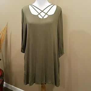 Olive Army Green Strappy Dress